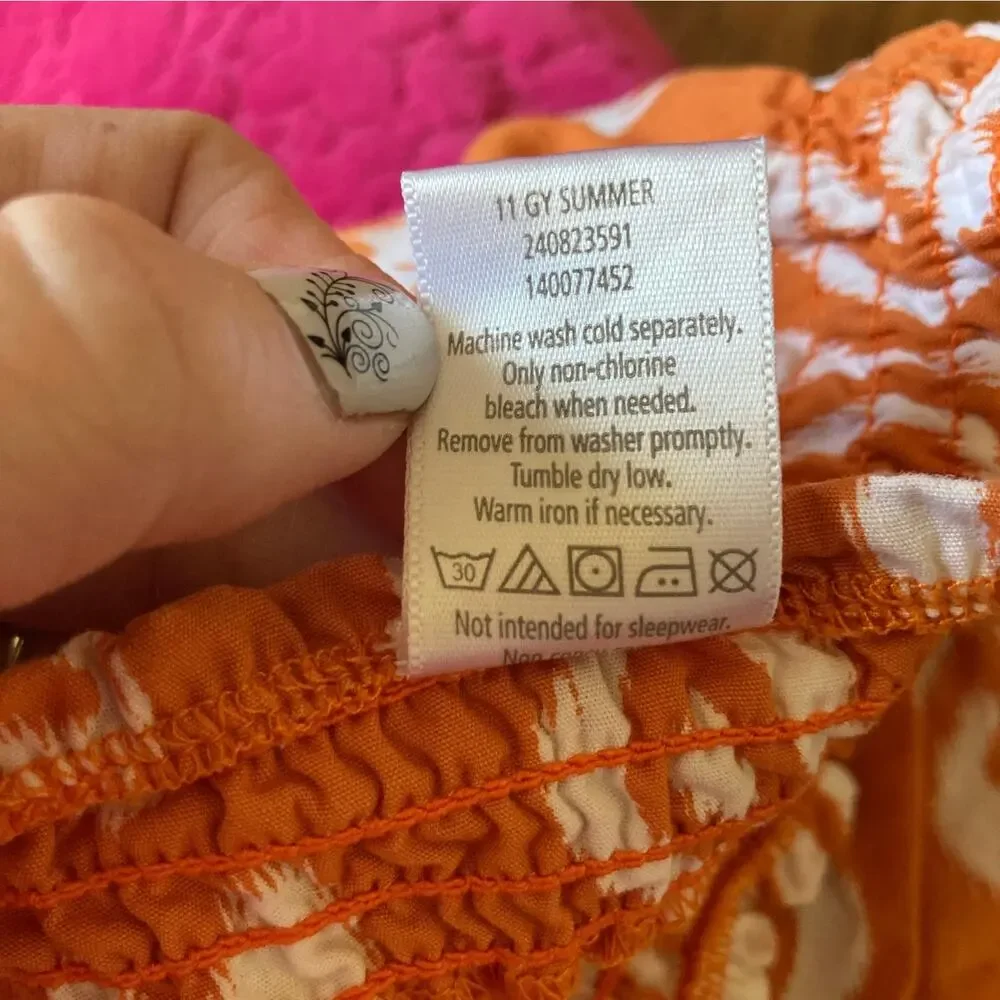 Gymboree Orange Print Pull On Tiered Skirt, Size 6-12M